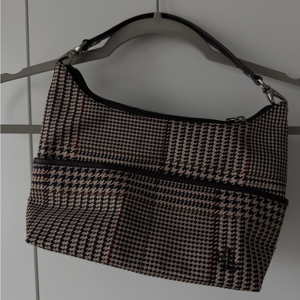 Ralph Lauren Black and Cream Houndstooth Shoulder Bag